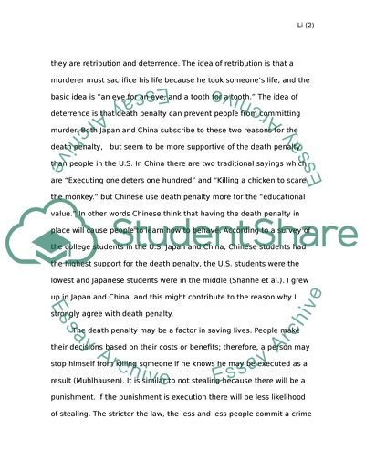 Allegation of the Legality of the Death Penalty