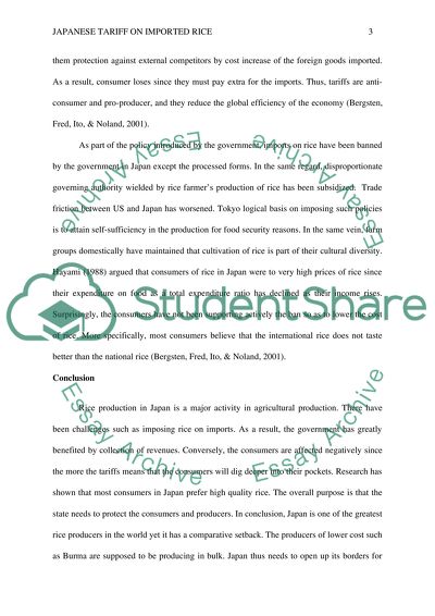 Japanese tariff on imported rice