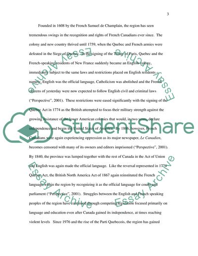 The Struggles between English Canada and French Canada