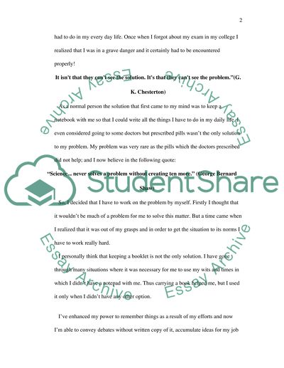 My Problem and the Way I Tackled It