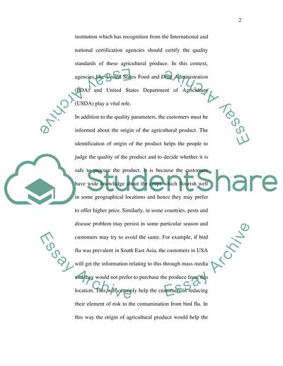 Agricultural policy /point of view on food labeling country of origin
