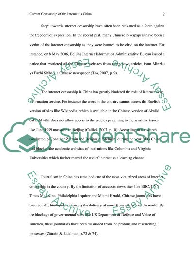 Current censorship of internet in China