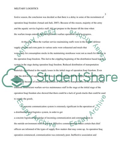 Operation Iraqi Freedom Logistics, Strategy and Support