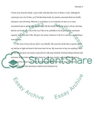 Compare your mothers parenting style with your fathers