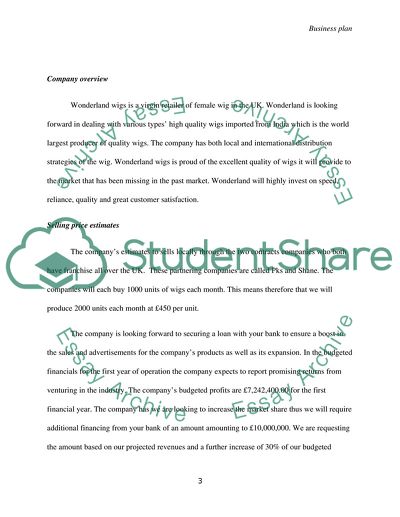 Wonderland Wigs: a Business Plan