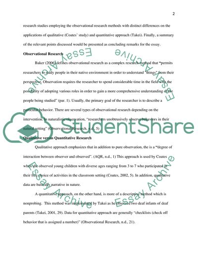 Ways in which Takei and Coates Approach Observation in Their Research: A Comparative Analysis