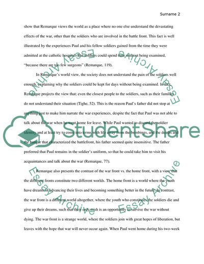 Remarques Worldview in the Novel All Quiet on the Western Front