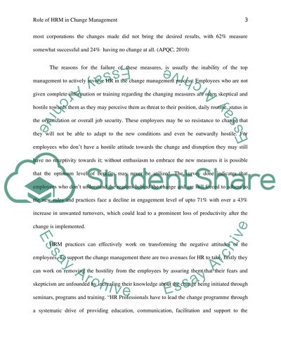 The Role of HRM in Change Management