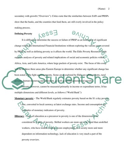PRSP as an Indicator of Change