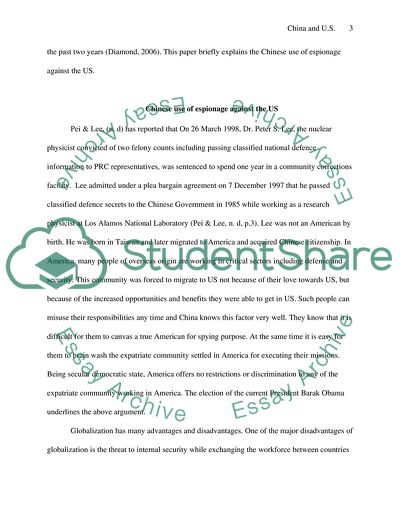 The Peoples Republic of China Use of Espionage against the US