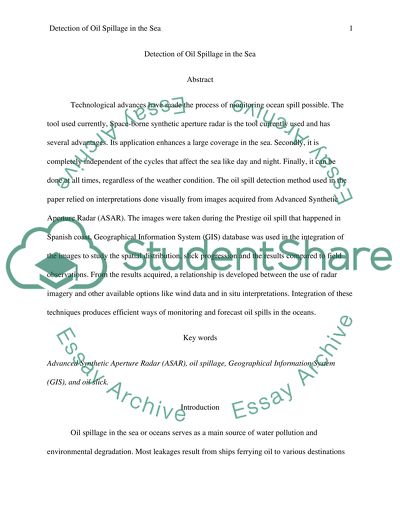 Detection of Oil Spillage in the Sea