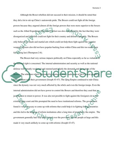 The impact of the boxer rebellion