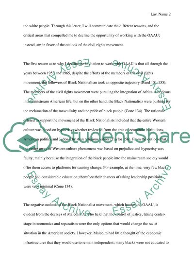 Decline of the Invitation of Malcolms Organization of Afro-American Unity