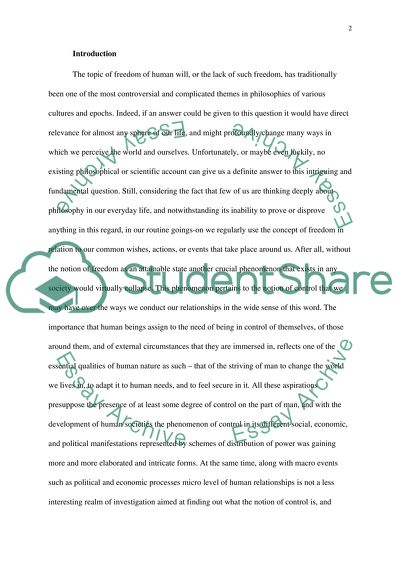 Freedom of Human Will