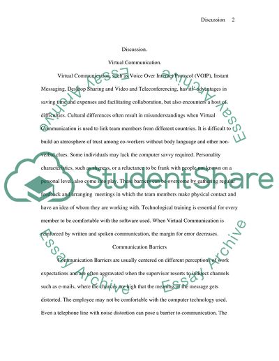 Virtual Communication and Communication Barriers