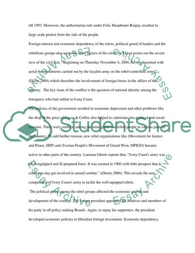 LESSONS FROM THE CRISES IN COTE DIVOIRE