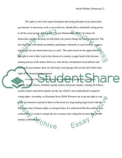 Social Welfare, Democracy and Government