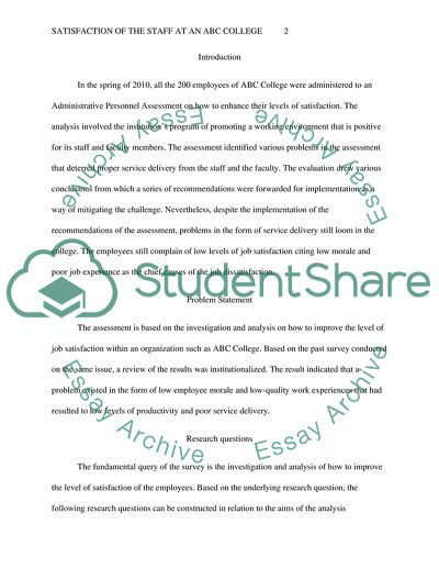 How to Improve the Satisfaction of the Staff at an ABC College