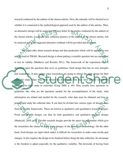 Design and Data Production Applied on TMA01 and TMA02