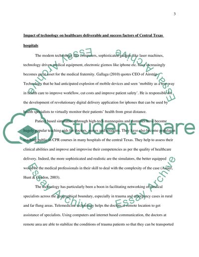 Technology Changes in Healthcare: Case Study of Central Texas Hospitals