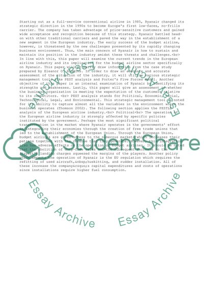 PEST Analysis of Ryanair