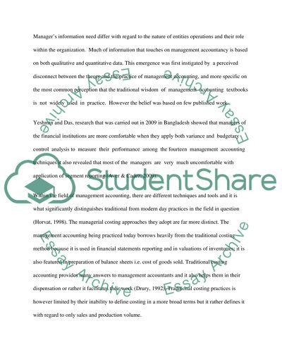 Traditional Role of the Management Accountant in an Organization