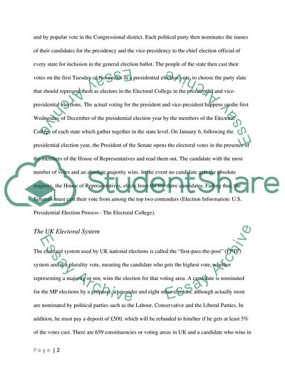 The Electoral Systems in the UK and the USA
