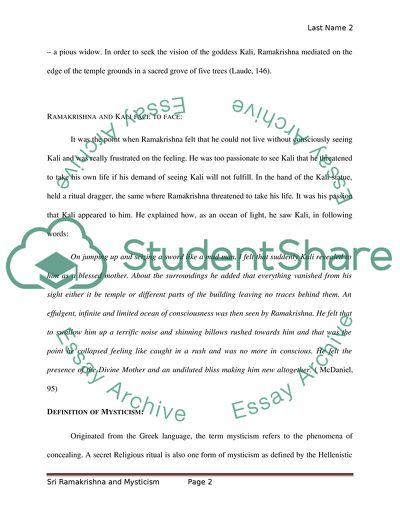 Sri Ramakrishna and Mysticism