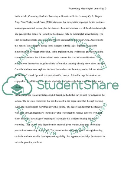 Promoting Meaningful Learning in All Student Populations