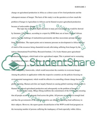 The Problem of African Hunger