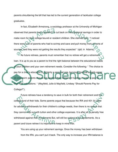 Should Parents Save for Their Childs College Fund or Retirement