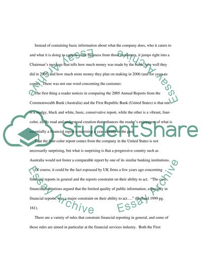 International Accounting - Banks in Australia and the USA