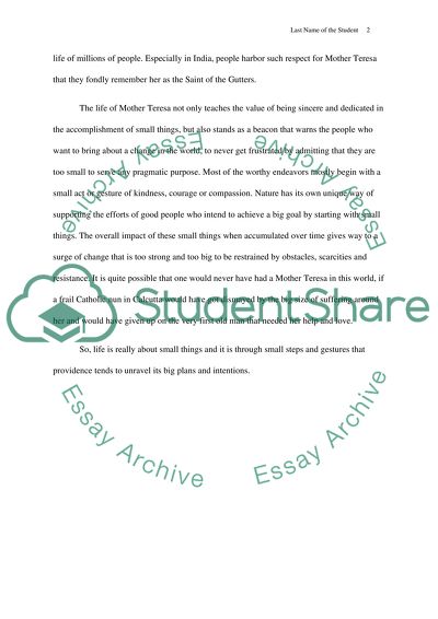 It is the Little Things in Life that Matter the Most