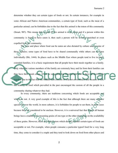 Food Habits and Culture