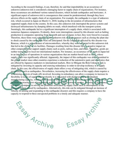 Risk Management and the Supply Chain