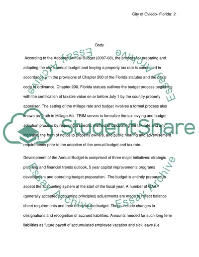 Analysis of the Budgeting Procedures: City of Oviedo