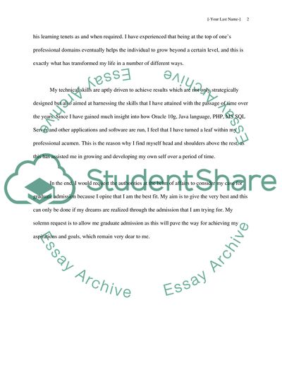 Personal statement for graduate admission