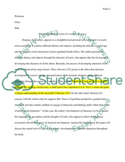 The Central Role of Lurie in Coetzees Disgrace