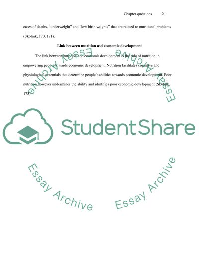 Importance of Nutrition to the MDGS