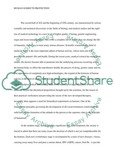 Human Subjects Protection