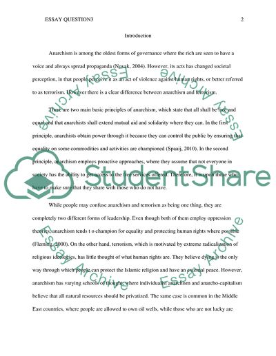 Anarchism and Terrorism as Being One Thing and Differences