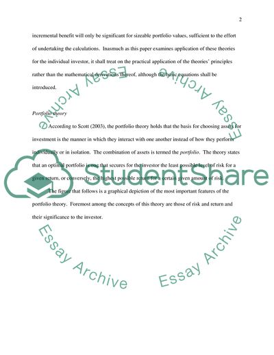 Portfolio Theory and the Capital Asset Pricing Model