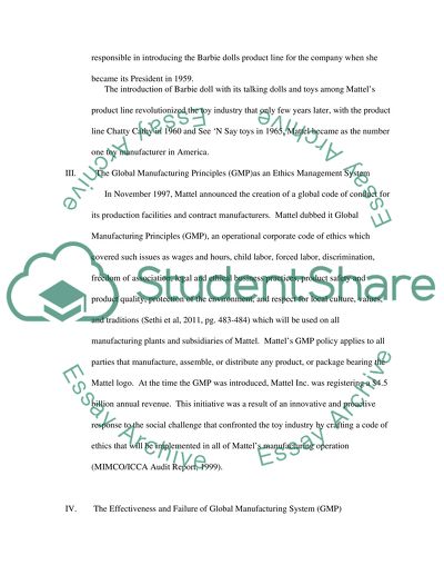 Analysis of the Efficacy of an Ethics Management System into Mattel Incorporated