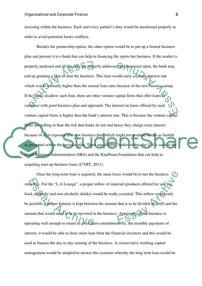 Organizational and Corporate Finance at L.A. Lounge