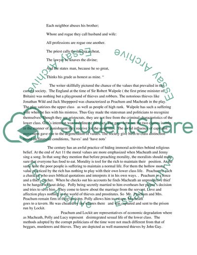 Influence of Beggars Opera on Political and Social Life