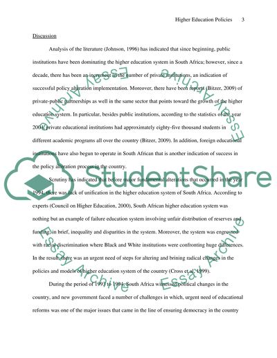 Higher education policies