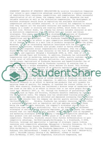 Starbucks Analysis of Strategic Implications