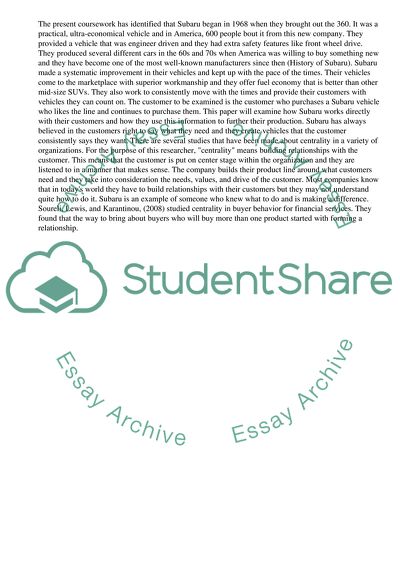 The Extent to Which the Customer is Central to the Business of Subaru