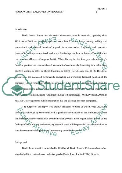 Woolworth Takeover: David Jones