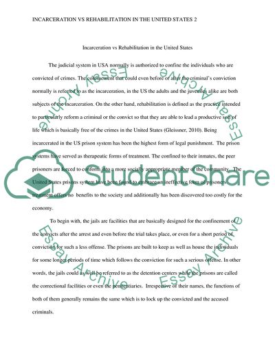 Incarceration Versus Rehabilitation in the United States